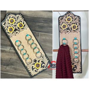 Organizador de Bufandas de Cuero Repujado a Mano Vintage con Diseño de Múltiples Anillos para Armario, Accesorio de Almacenamiento Decorativo y Duradero - Product Image 1