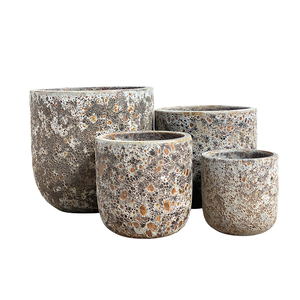 Pot de fleurs rustique en terre cuite de style américain, fait à la main, en céramique émaillée, écologique, durable, avec drainage pour jardin d'intérieur - Product Image 1