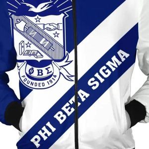 Giacca in Raso Phi Beta Sigma 1914 Blu Stile Varsity con Lettere Sigma Personalizzate per Fraternità Greca Abbigliamento Universitario - Product Image 3