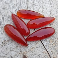 Carnelian Alami Oval/Rose Cut Bentuk Pir Panjang Datar Ukuran 4x6mm-20x30mm Oranye Kualitas Unggul untuk Perhiasan Buatan Tangan
