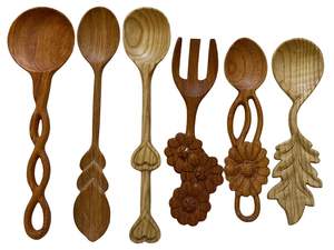 Ensemble de cuillères en bois dur poli conçu pour la durabilité et résistant à la chaleur et à l'humidité et à un usage quotidien régulier - Product Image 2