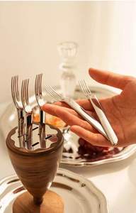 Combinaison de porte-fourchette en bois et en laiton en laiton mangue et acier fabriqué en Inde porte-cuillère porte-fourchette - Product Image 2