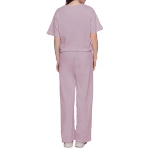 Nouvel ensemble deux pièces personnalisé pour femme en Spandex/Polyester, T-shirt à manches courtes et short taille haute à revers, tenue décontractée 2026 - Product Image 2