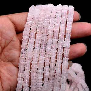 4mm 5mm Naturel Rose Rose Quartz Pierre Heishi Plat Carré Perles Bijoux De Mode Au Prix De Gros Du Marché Fournisseur Régulier - Product Image 3