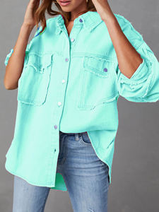 Nos Clients Précédents Style Bouton Brodé Décoration Loose Denim Veste Réversible Hommes Vintage Distressed - Product Image 3