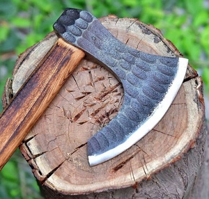 Wholesale Customized Premium Quality OEM ODM Service Handmade Carbon Steel Viking <b>axe</b> with <b>Wooden</b> Handle and Fine Leather Sheath - Product Image 2