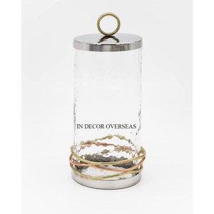 Cajas de almacenamiento de artículos de cocina hechos de vidrio transparente de la mejor calidad con tapa superior pulida Brillante De plata fundida de aluminio de la India - Product Image 5