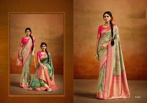 Festival porter Banarasi soie zari tissage avec beau saree imprimé numérique floral - Product Image 5