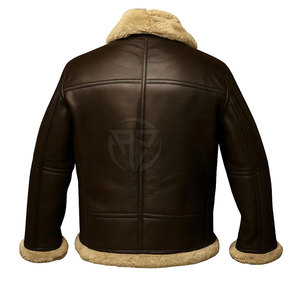 Veste d'hiver en cuir de mouton raffiné pour homme avec finition lisse Confort en peluche Logo avant Design écologique et léger - Product Image 4