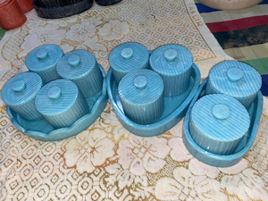 100%premium quality set of four jar and decorative resin jar set color <b>light</b> blue - Product Image 2