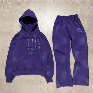 Chándales personalizados con estampado gráfico de diamantes de imitación, estilo vintage, lavado ácido, desgastado por el sol, para invierno, informales, ecológicos, con cremallera y efecto desgastado. - Product Image 3