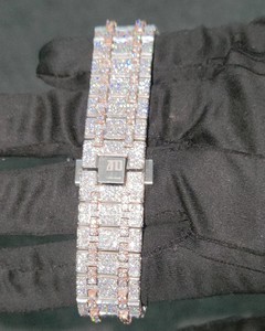 นาฬิกาแฟชั่นหรูหรา สแตนเลสสตีล ประดับเพชรโมอิสซาไนต์ VVS สีโรสโอนท์โบราณ ขนาด 6 มม. กลไกจักรกล Miyota สไตล์ฮิปฮอป หน้าปัดอะนาล็อก - Product Image 5