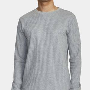 Sweat-shirt thermique en tricot gaufré pour homme, manches longues, pull-over, chaud pour l'hiver, décontracté, col rond, pour l'automne et le temps froid - Product Image 2