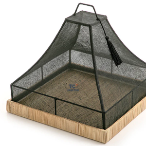 Vietnam usine artisanat Ramadan décor cône en forme de couverture en lin avec plateau en rotin plateau rectangulaire fibre alimentaire couverture - Product Image 2