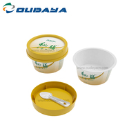 Contenedores de embalaje de yogur de 170ml con impresión IML Taza de pudín de helado de plástico con tapa y cuchara