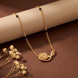 Collier Mangalsutra plaqué or 9 carats avec perle et diamant pour mariage et cadeau - Product Image 1