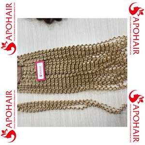 Extensions de cheveux humains vierges à 100% Remy, boucles naturelles, queue de cheval enveloppante blonde, alignement complet des cuticules, vente chaude - Product Image 4