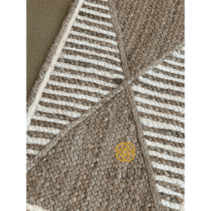 Handwoven Jute Braided Rectangular Carpet Eco-Friendly Geometric Pattern Decorative <b>Rug</b> for Living Room Bedroom Entryway - Product Image 4