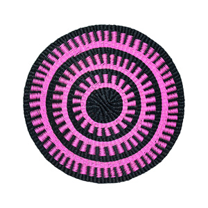 Set de table rond en jonc de mer tissé à la main, noir et rose rayé, coloré, moderne, minimaliste, couleur personnalisée, décoration de table durable - Product Image 1