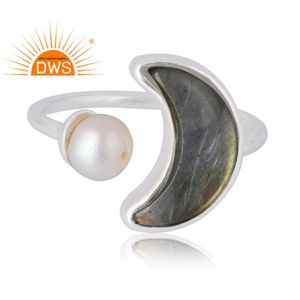 Latest Selling 925 Sterling Silver Natural Labradorite & <b>Pearl</b> Gemstone <b>Ring</b> Custom Jewelry For Women Gift For Her - Product Image 3