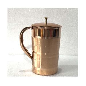Carafe traditionnelle en cuivre pur avec couvercle, fait à la main, récipient ayurvédique pour le stockage de l'eau potable, essentiels de cuisine et de salle à manger, style de vie sain - Product Image 6