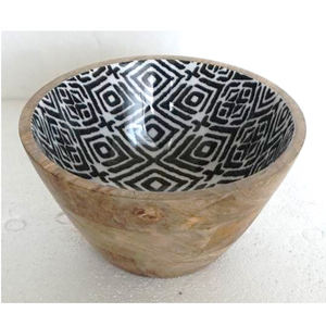 Tazón de madera con patrones florales modernos de venta al por mayor, tazón para servir ensalada esmaltado de madera de mango, diseño japonés impreso - Product Image 5