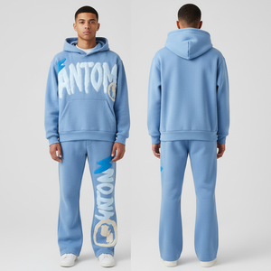 Conjunto de chándal con estampado de soplo para hombre con logotipo personalizado, ropa de calle, chándal de algodón para hombre - Product Image 1