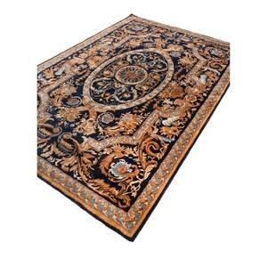 Alfombra Kora Blue Classic Top-225 de Lana y Viscosa Hecha a Mano con Diseño de Medallón Rectangular para Sala de Estar, Pasillo y Uso Doméstico - Product Image 2