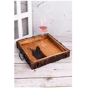 ถาดเสิร์ฟไม้รูปทรงกลมพร้อมเปลือกไม้บัคเค่เดิมชามตกแต่งไม้มะม่วงพร้อมเปลือกไม้ทำในอินเดีย - Product Image 1