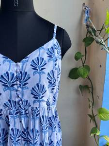 Hand Block Printed 100% Cotton Indian Dress Floral <b>Tunics</b> and Long Gown Embroidered Casual Maxi Style - Product Image 4