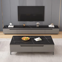 Meuble TV de luxe au design moderne en bois et MDF avec finition marbre, meuble TV, support TV