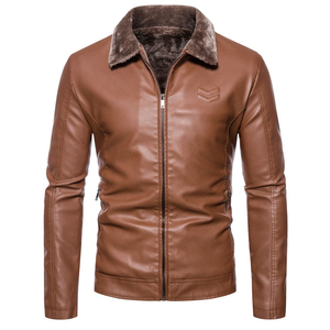 2025 Wholesale <b>Men's</b> Fashion High quality <b>Men's</b> Winter <b>Jacket</b> Leather <b>Jacket</b> <b>Warm</b> Thick Leather Collar Motorcycle <b>Jacket</b> - Product Image 3