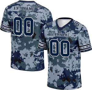 Camisetas de fútbol americano de equipo personalizado de alta calidad, malla deportiva transpirable, Camuflaje, sublimación, bordado, logotipos, verano corto - Product Image 5