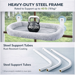 Lit de fenêtre pliable pour chat à motif uni, hamac-perche écologique en plastique pour animaux de compagnie avec 4 ventouses puissantes, lit de fenêtre souple pour chiens - Product Image 2