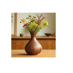 Jarrón de madera de estilo americano mejor pulido con diseño minimalista Jarrón de suelo de MOQ bajo Suministros de mesa decorativos de jardín más vendidos - Product Image 3