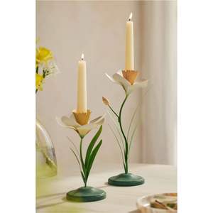 Porte-bougie en métal fait main en forme de jonquille, bougeoir vintage décoratif floral pour centre de table de mariage, décoration intérieure - Product Image 1