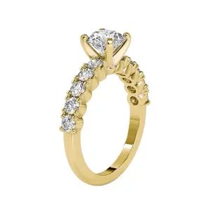 Cincin pertunangan berlian berkilau kustom desain terbaik untuk wanita