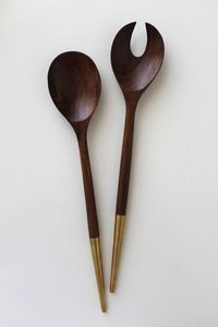 Dernier modèle Ensemble de serveurs à salade en bois fait à la main Outils de mélange décoratifs en bois pour soupe à salade et fruits Article de cuisine pour restaurant à domicile - Product Image 3