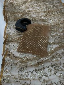 Bollywood Design Party Wear – chemisier Saree de travail lourd avec filet papillon, fabrication de Surat inde - Product Image 5