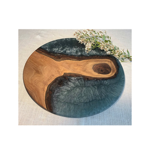 Cabinet Pantry Wood & green Resin Lazy Susan Round Rotating Display Trays Storage <b>Racks</b> and spice kitchenware use - Product Image 6