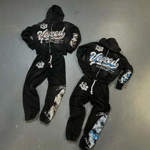 Mens Sportswear Tracksuit Set <b>Low</b> MOQ Zip Up Hoodie Joggers Custom Logo <b>Top</b> Quality Plus Size - Product Image 6