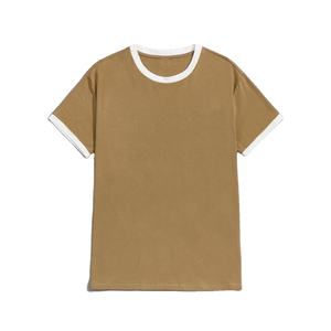 T-shirt vintage surdimensionné en coton solide, petit décolleté, 350gsm, col montant, t-shirt lourd surdimensionné personnalisé pour hommes, vente en gros - Product Image 4