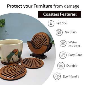 Dessous de verre en bois de style classique faits à la main vaisselle en bois découpée au laser pour la cuisine, l'hôtel et le restaurant - Product Image 2