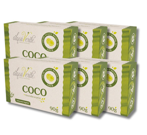 Kit de Jabón Vegetal Natural de Coco Alquiverde (Paquete de 2 con 6 Unidades) - Ecológico, Vegano y Libre de Crueldad Animal, 90g, Cuidado Corporal - Product Image 2