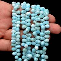 Larimar naturel à facettes en forme de larme perles de pierres précieuses en vrac brins 6x9mm perles de pierre Larimar semi-précieuse pour la fabrication de bijoux