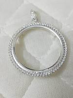 Pendentif en argent sterling 925 massif fait main, 25 mm, avec sertissage ouvert pour zircone cubique, connecteur pièce de monnaie, plaqué or 18 carats, bijoux écologiques