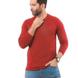 T-shirt à manches longues pour hommes, confortable et à la mode, de couleur rouge, pour tous usages, à bas prix - Product Image 2