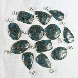 Vente en gros Style bohème cuivre néon apatite pierre précieuse pendentif à la mode lunette réglage bijoux - Product Image 5