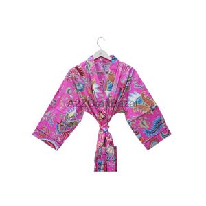 Bata Larga de Algodón 100% Hecha a Mano para Mujer, Estilo Vintage Bohemio Hippie, Kimono con Estampado Floral, Vestido Informal para Uso Diario - Product Image 2