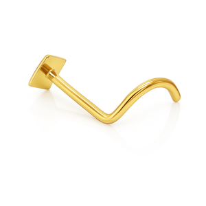 Suministro de fábrica 14K Real oro sólido nariz Stud 18G poste curvo diseño cuadrado plano hipoalergénico Piercing fino joyería al por mayor - Product Image 2